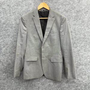 ZARA Blazer Men's Sport Coat Suit Jacket, 2 Buttons Vented, Silver Gray, USA 36